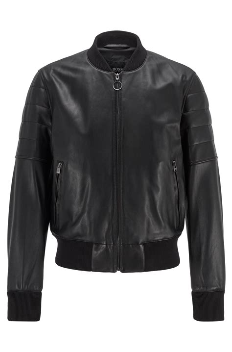 Nappa leather and knit bomber jacket 